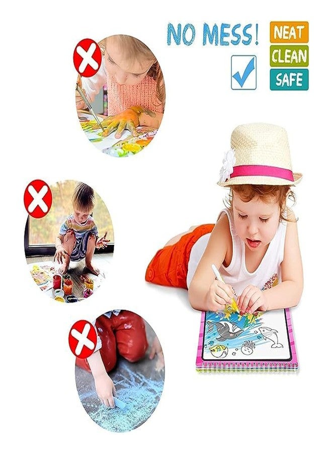 PRIMEFAIR Reusable Water Coloring Book for Toddlers, Mess-Free Paint with Water, Portable Educational Doodle Drawing Toy with Refillable Pens - Color Per a Stock (2) - Image 3